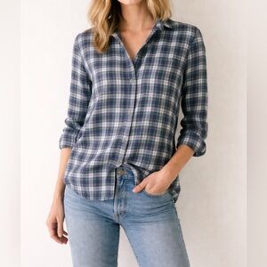 Madewell Plaid Flannel Button-Up Shirt Size S Small Granola Casual Hiking